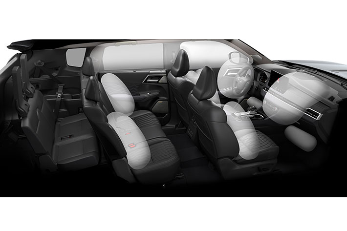 A diagram of the 11 airbags in the Outlander PHEV