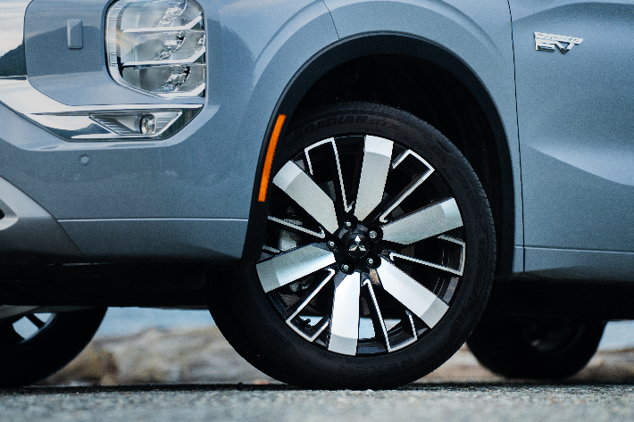 A front wheel of the Outlander PHEV